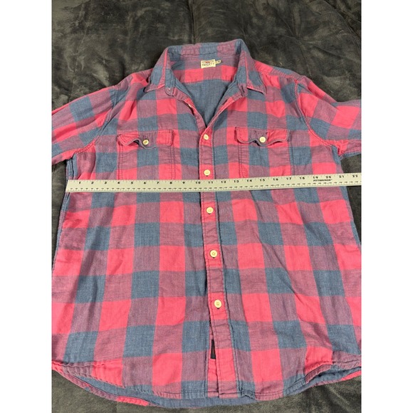 Faherty Mens Pink Blue Buffalo Check Flannel Button Down Shirt Large RN140476 - Picture 4 of 7